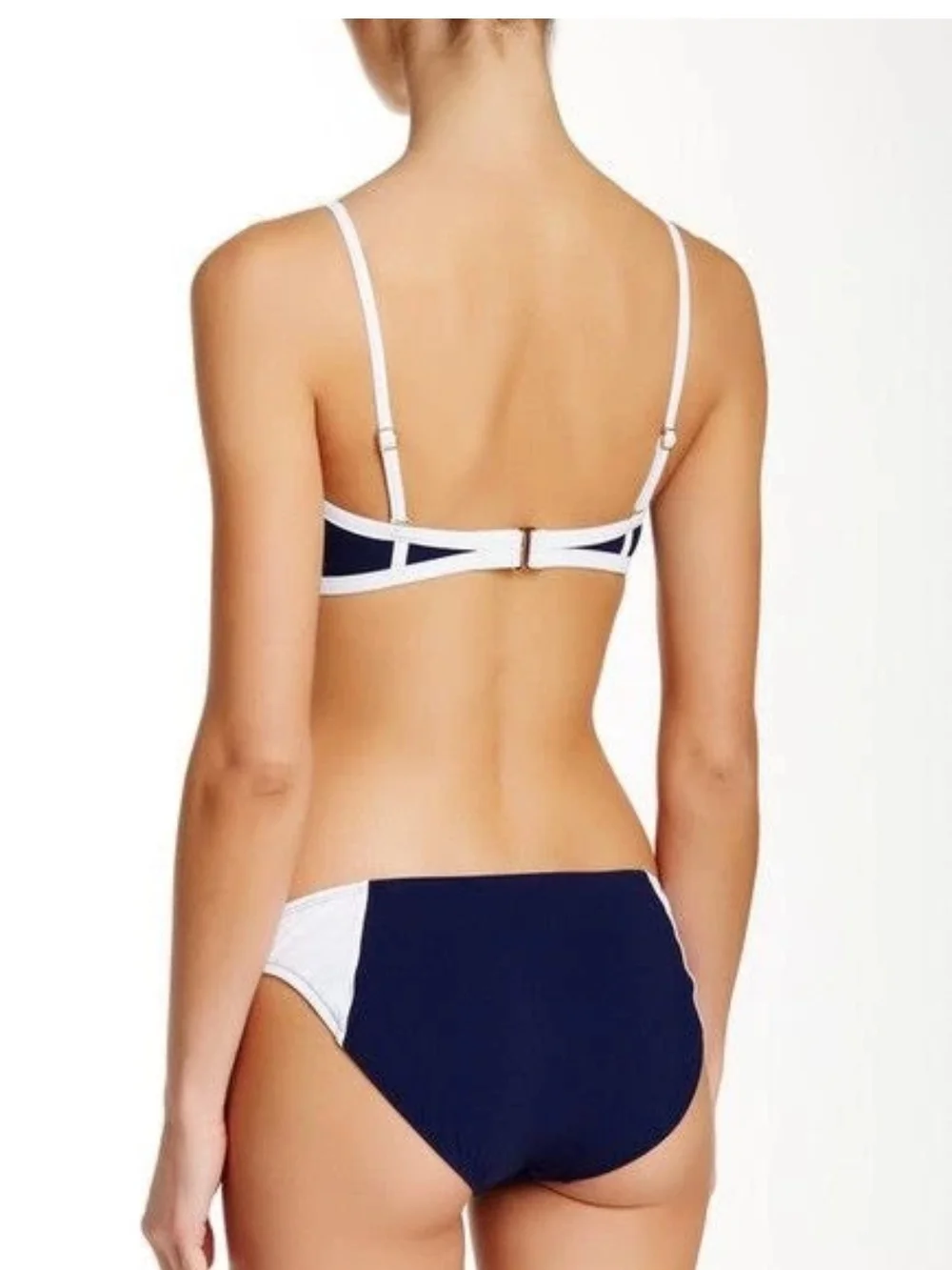 Tory Burch Lipsi Colorblock Navy and White Bandeau Top with Orange Logo Tag